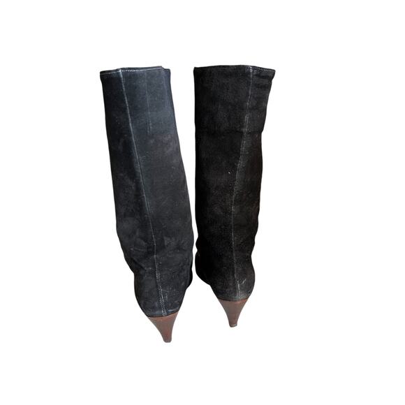 Vintage 80s GOLO Brand Snakeskin & Suede Heeled Boots Black 7.5 - Picture 6 of 13